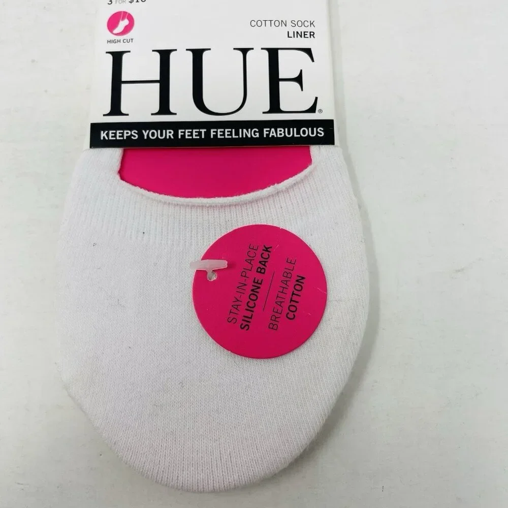 Hue Womens One‎ Size Fits Most High Cut Cotton Resort Liner Socks in White 1077